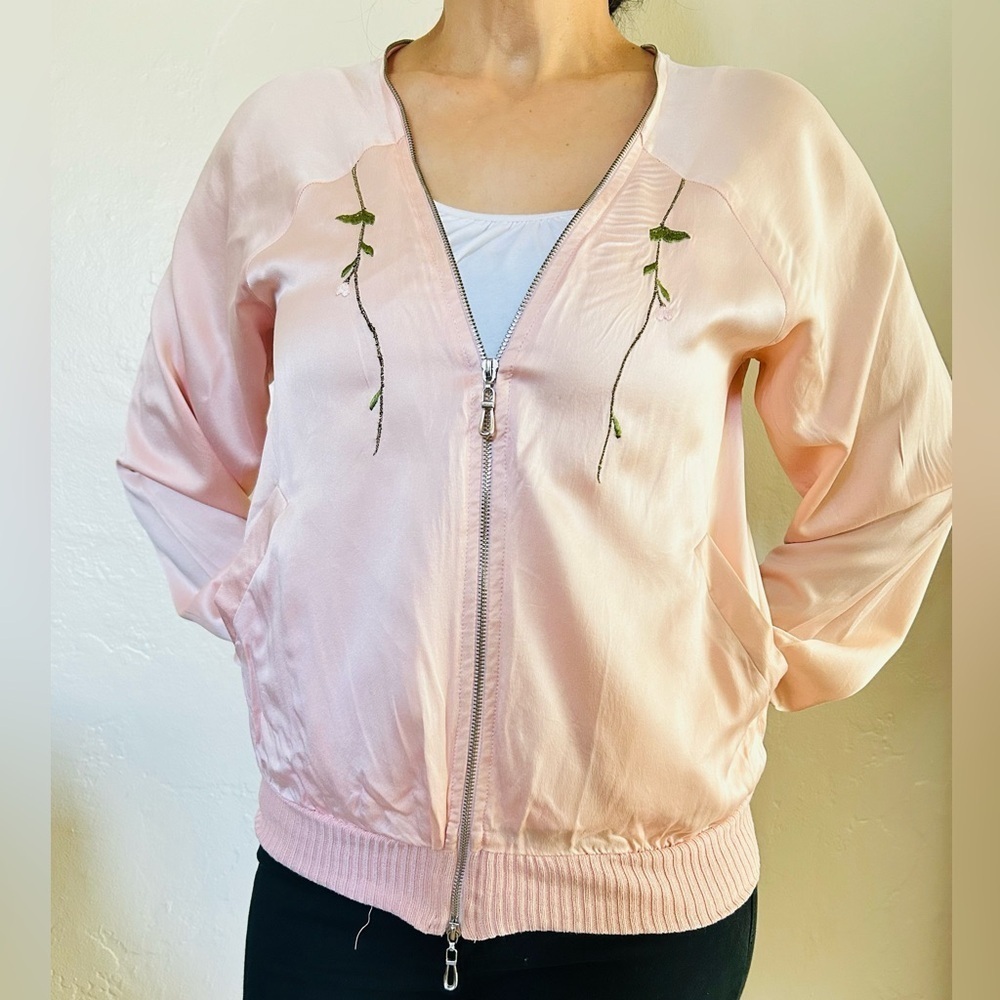 Arden B Pink Embroidered Silk Jacket